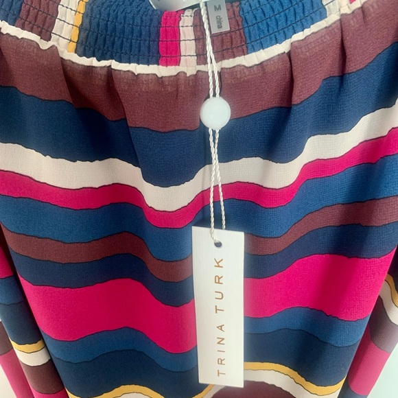 NWT! Trina Turk women’s Lucent Dress off the shoulder with waste tie Size M - Picture 3 of 4